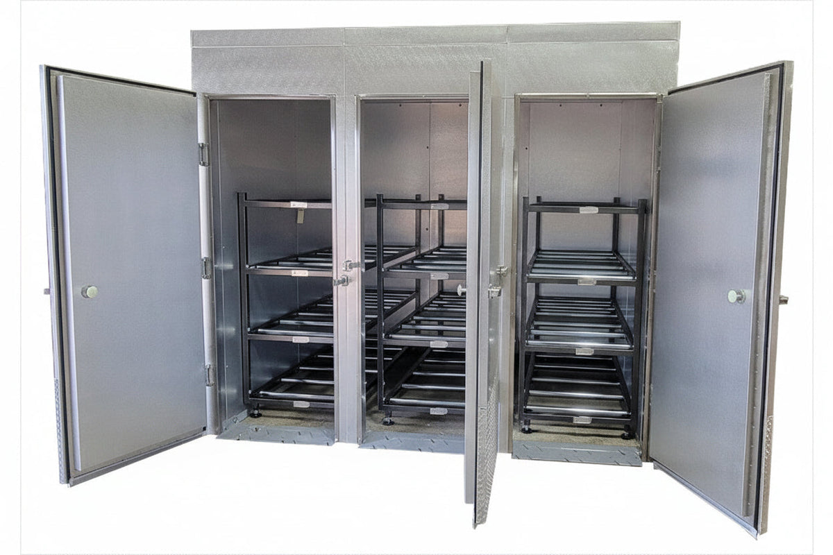 12 Body Triple-Door Mortuary Cooler — Upright Mortuary Cooler by American Mortuary Coolers, image 5 product view 5