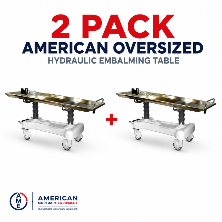 2-Pack Oversized Hydraulic Embalming Tables — Embalming Table Bundle by American Mortuary Equipment, image 1