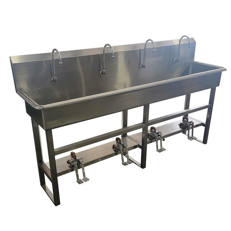 4-Station Foot Pedal Scrub Sink – Model 1035-06-4 — Mortuary & Lab Sink Stations by American Mortuary Equipment, image 5 product view 5