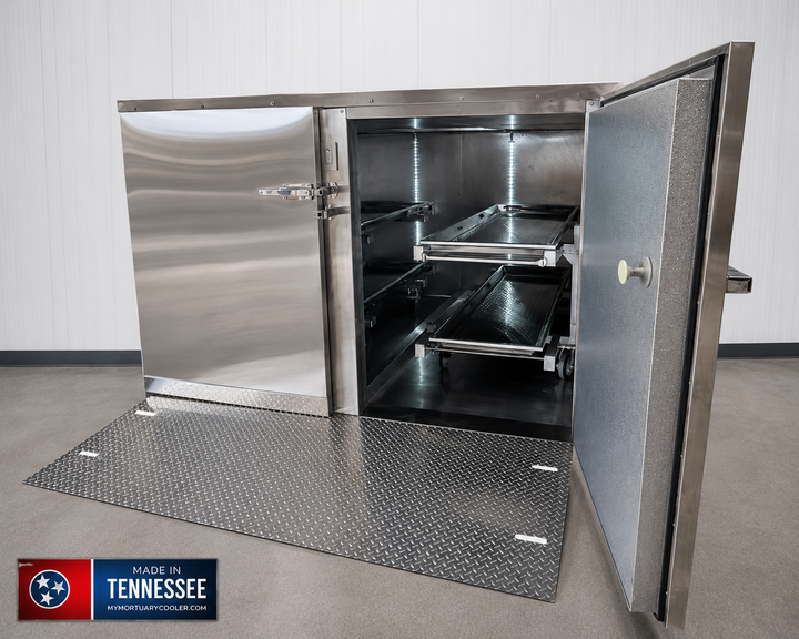 4 Body 2-Door Compact Mortuary Cooler — Upright Mortuary Cooler by American Mortuary Coolers, image 1