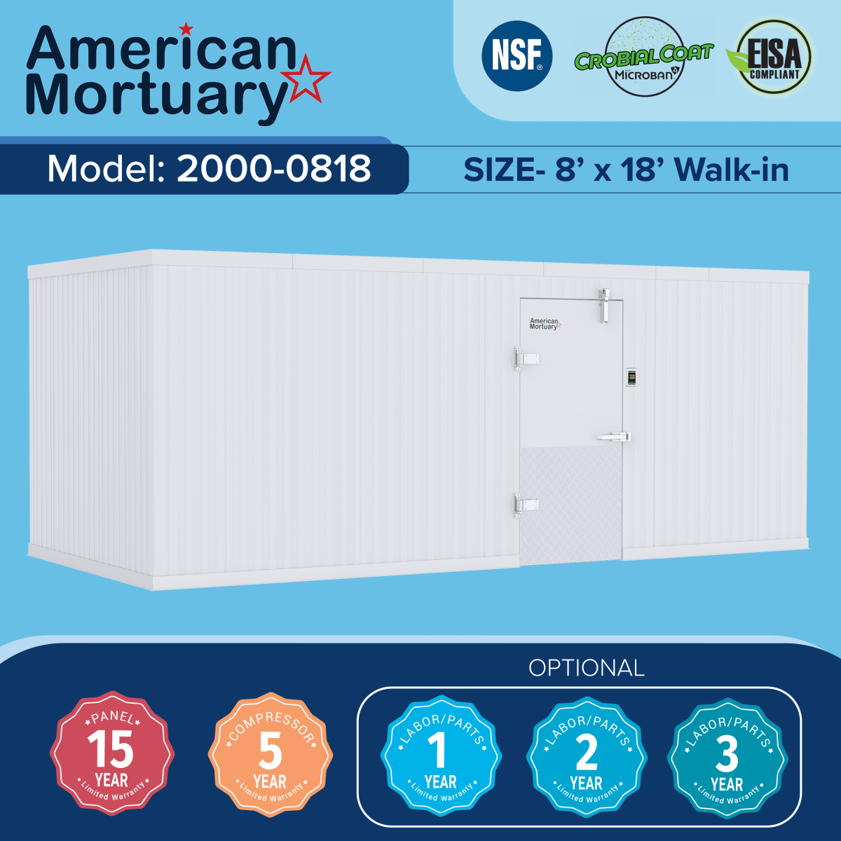 8x18 Walk-In Mortuary Cooler — Walk-In Mortuary Cooler by American Mortuary Coolers, image 4 product view 4