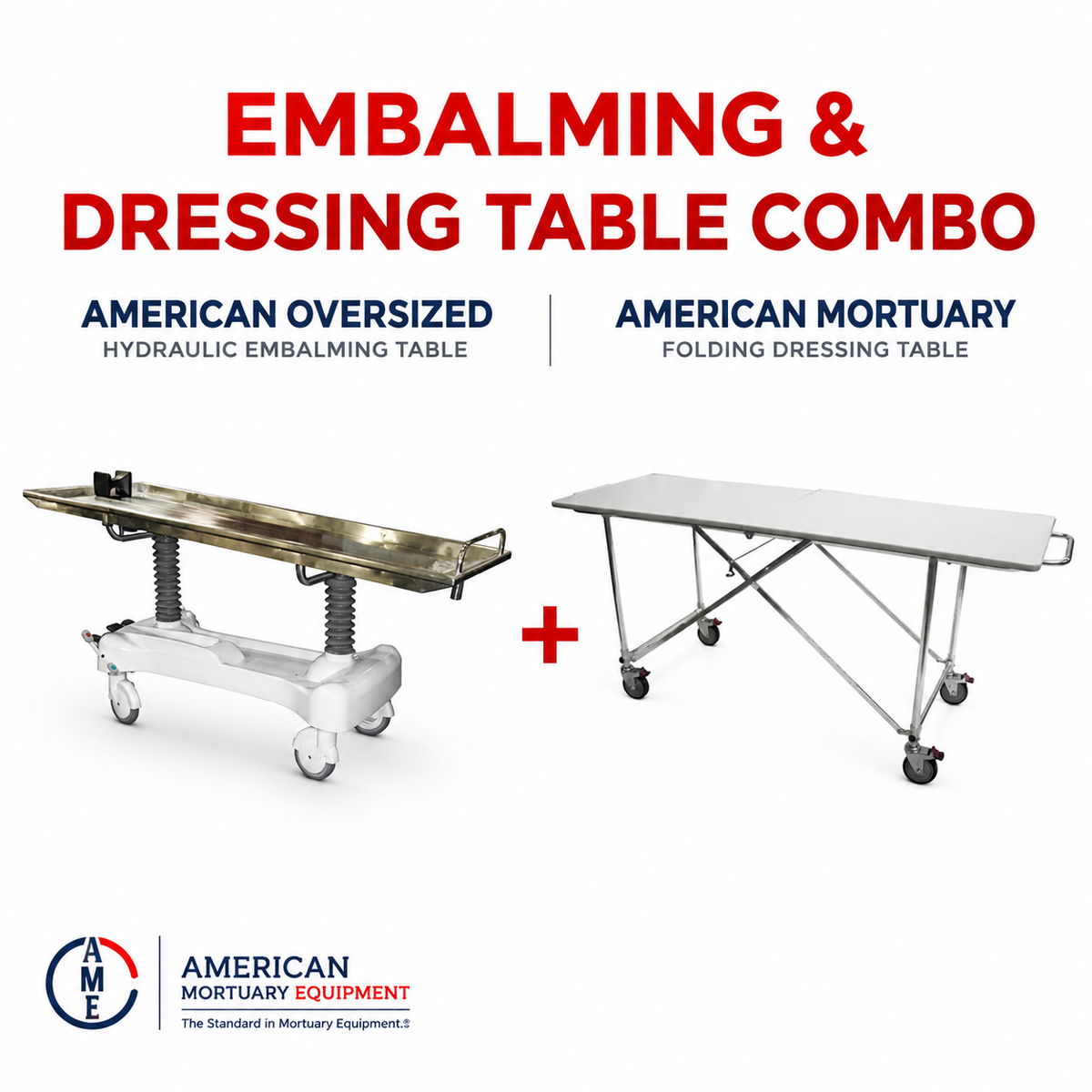 Hydraulic Embalming + Dressing Table Combo — Embalming Table Bundle by American Mortuary Equipment, image 1 product view 1