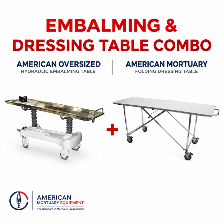 Hydraulic Embalming + Dressing Table Combo — Embalming Table Bundle by American Mortuary Equipment, image 1