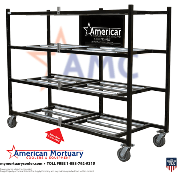 4 Tier Side-Loading Mortuary Rack — Mortuary Rack by American Mortuary Equipment, image 4 product view 4