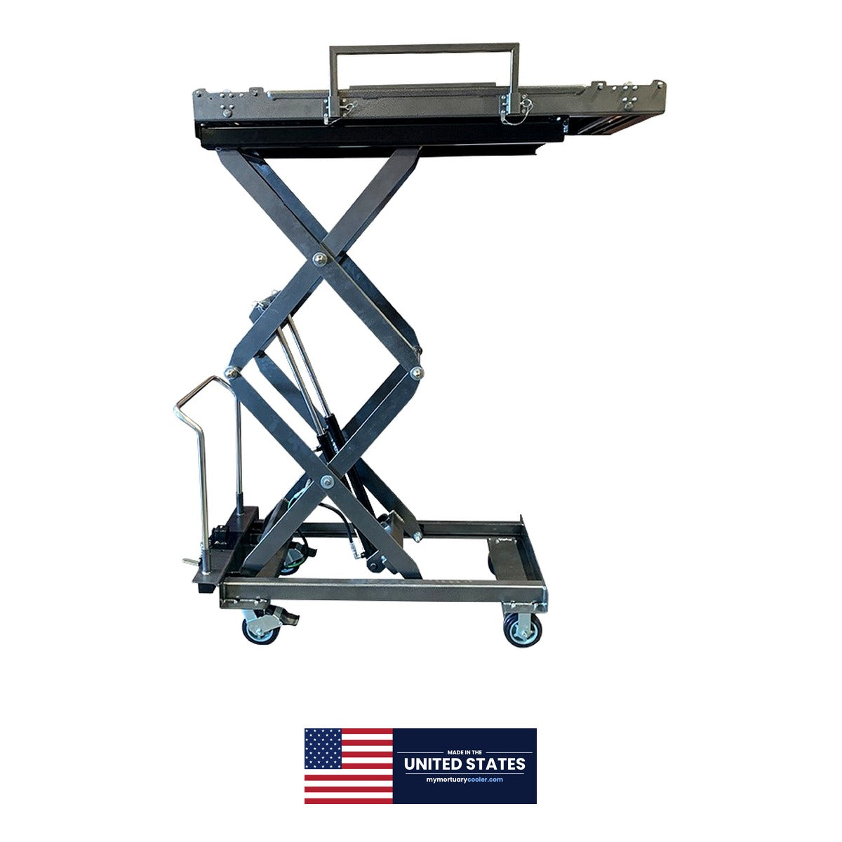 1,000 lb Hydraulic Mortuary Manual Scissor Lift — Mortuary Lift by American Mortuary Equipment, image 2 product view 2