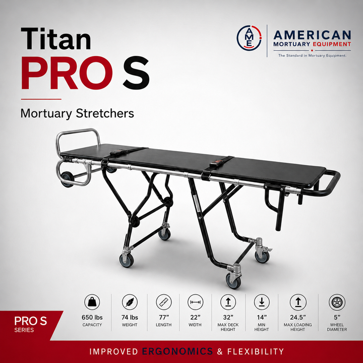 Titan PRO S 650 Mortuary Cot – 600 lb — Mortuary Cot by American Mortuary Equipment, image 1