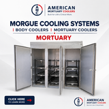 12 Body Triple-Door Mortuary Cooler — Upright Mortuary Cooler by American Mortuary Coolers, image 2 thumbnail 2