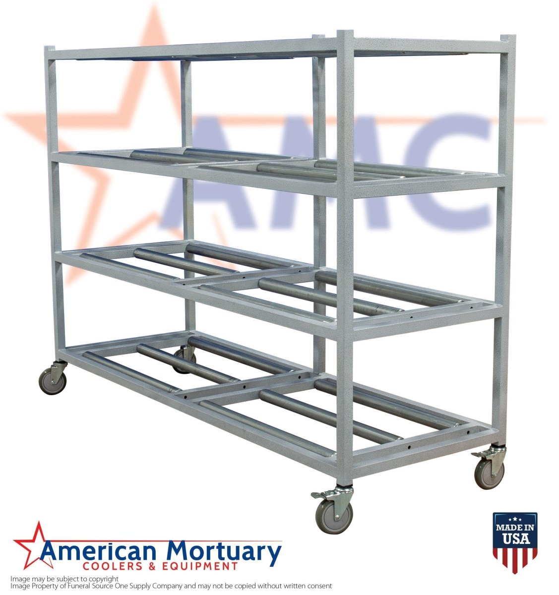 4 Tier Side-Loading Mortuary Rack — Mortuary Rack by American Mortuary Equipment, image 7 product view 7