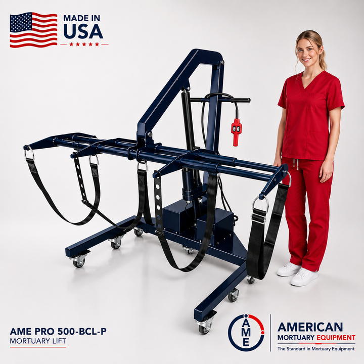 Body Casket Lift XL – 900 lb Battery Electric Mortuary Lift — Mortuary Lift by American Mortuary Equipment, image 1