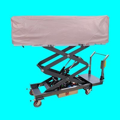 Covered Cadaver Scissor Lift – Model 1030-CTL-C — Morgue Cart by American Mortuary Equipment, image 2 product view 2