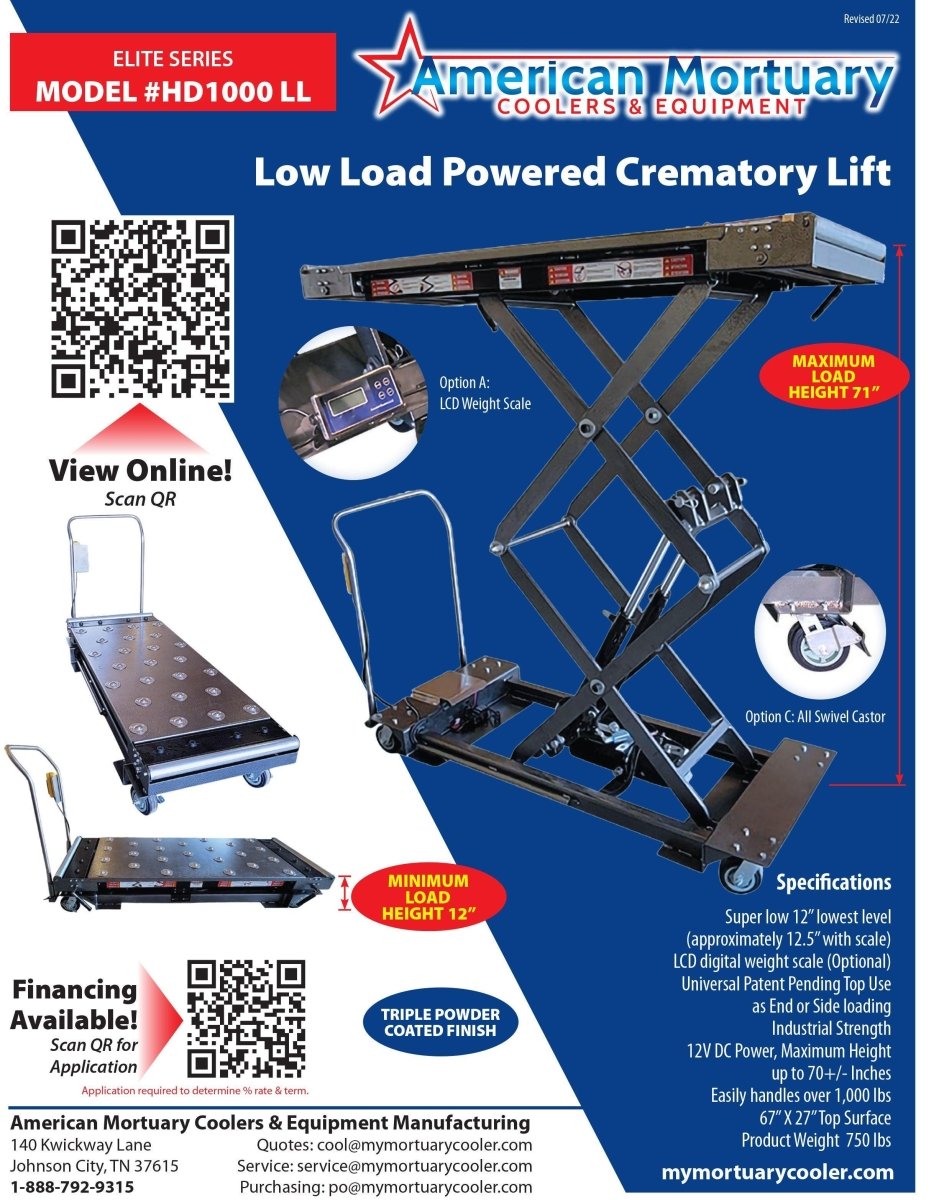 Low Profile Powered Mortuary Lift — Mortuary Lift by American Mortuary Equipment, image 7 product view 7