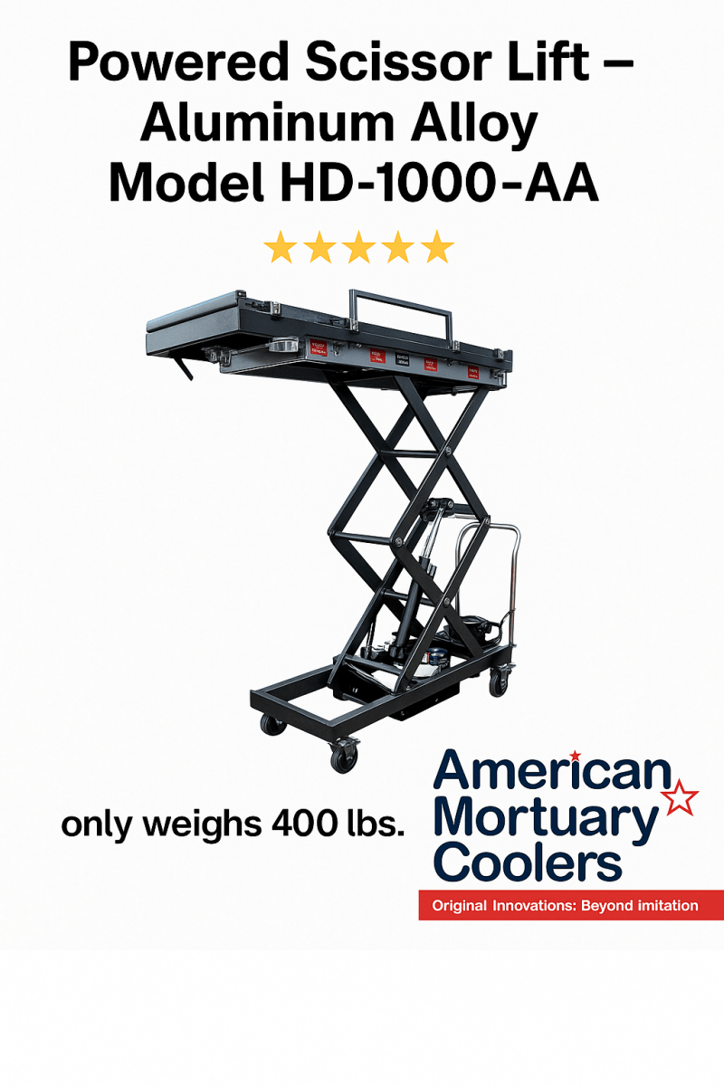 Powered Scissor Lift Aluminum Alloy — Mortuary Lift by American Mortuary Equipment, image 2 product view 2