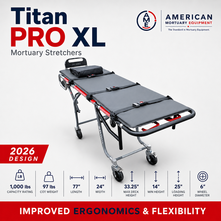 Titan PRO XL Bariatric Mortuary Cot – 1,000 lb — Mortuary Cot by American Mortuary Equipment, image 1