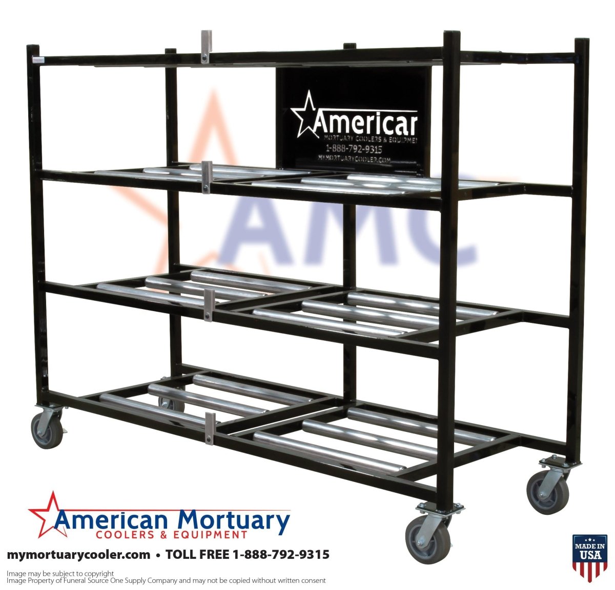 4 Tier Side-Loading Mortuary Rack — Mortuary Rack by American Mortuary Equipment, image 5 product view 5